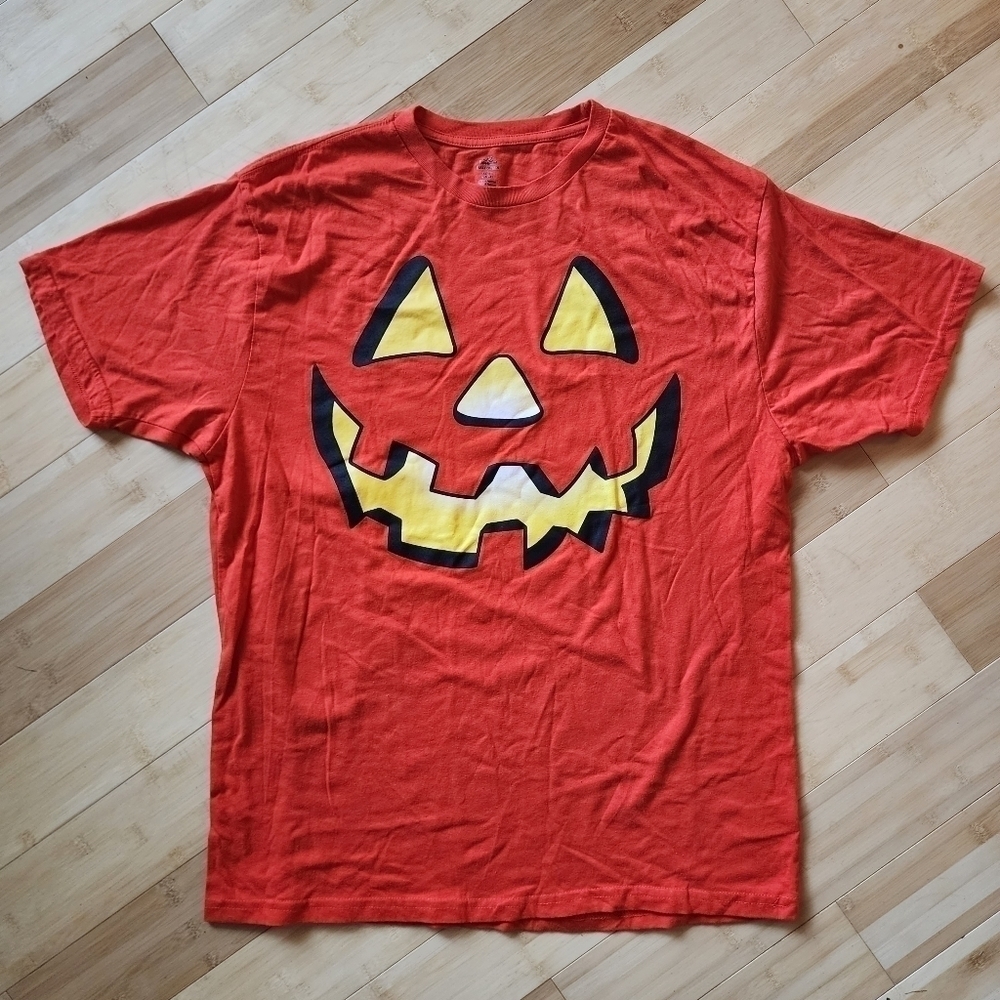 Way To Celebrate Orange Jack-o-lantern T-Shirt Men's XL Halloween Costume EUC